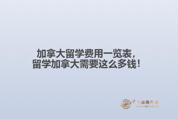 加拿大留學費用一覽表，留學加拿大需要這么多錢！