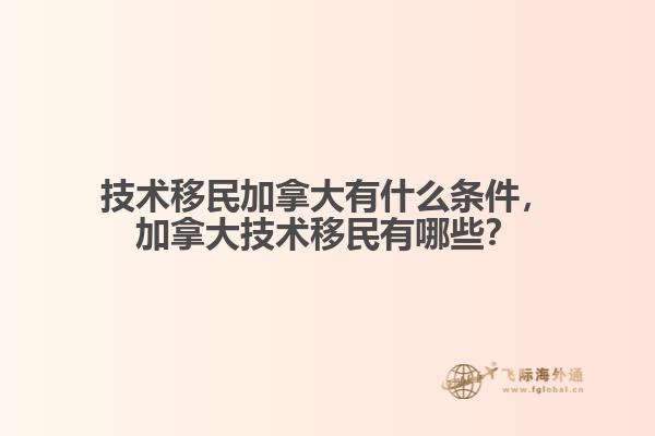技術(shù)移民加拿大有什么條件，加拿大技術(shù)移民有哪些？