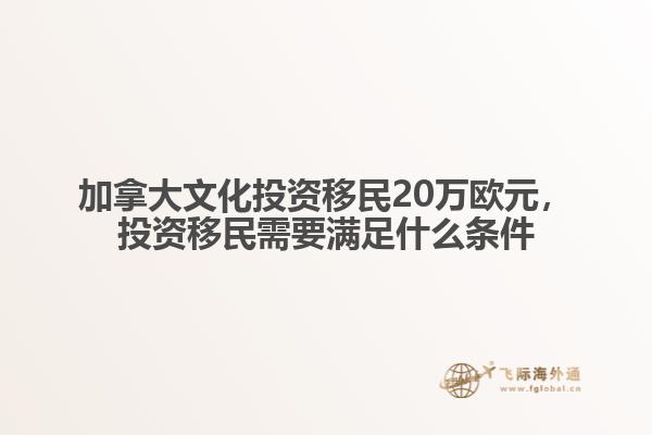 加拿大文化投資移民20萬歐元，投資移民需要滿足什么條件