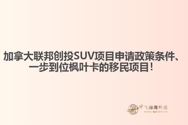 加拿大聯(lián)邦創(chuàng)投SUV項目申請政策條件、一步到位楓葉卡的移民項目！