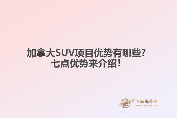 加拿大SUV項目優(yōu)勢有哪些？七點優(yōu)勢來介紹！