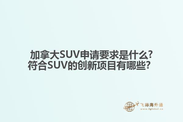 加拿大SUV申請要求是什么?符合SUV的創(chuàng)新項目有哪些？