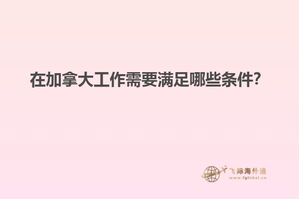 在加拿大工作需要滿足哪些條件？