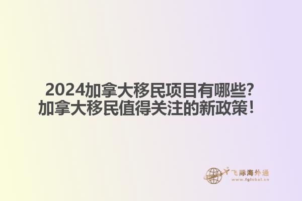  2024加拿大移民項目有哪些？加拿大移民值得關注的新政策！