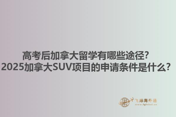 高考后加拿大留學(xué)有哪些途徑？2025加拿大SUV項(xiàng)目的申請(qǐng)條件是什么？1.jpg
