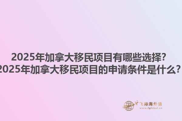 2025年加拿大移民項目有哪些選擇？2025年加拿大移民項目的申請條件是什么？1.jpg