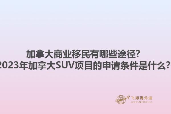 加拿大商業(yè)移民有哪些途徑？2023年加拿大SUV項(xiàng)目的申請(qǐng)條件是什么？1.jpg