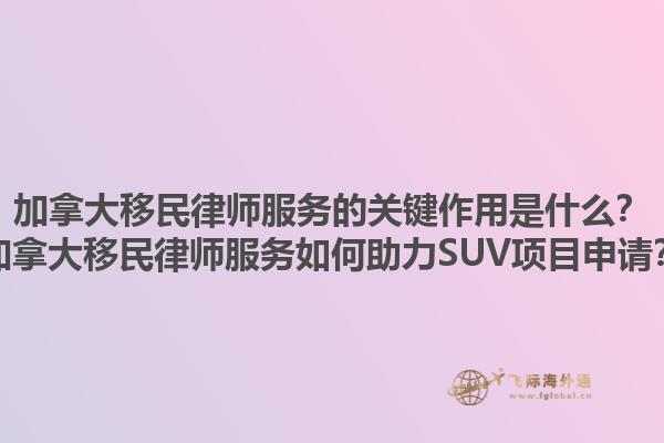 加拿大移民律師服務(wù)的關(guān)鍵作用是什么？加拿大移民律師服務(wù)如何助力SUV項(xiàng)目申請？