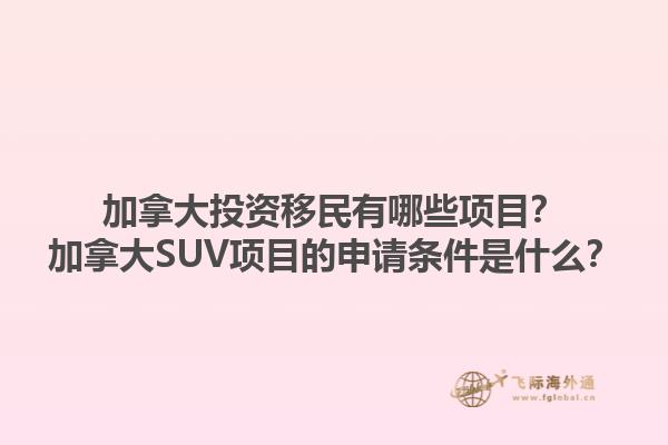 加拿大投資移民有哪些項(xiàng)目？加拿大SUV項(xiàng)目的申請條件是什么？1.jpg