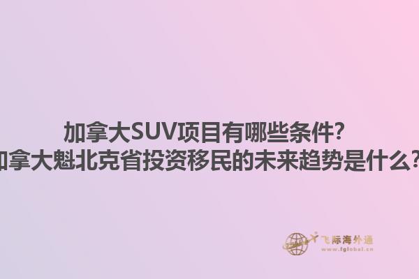 加拿大SUV項目有哪些條件？加拿大魁北克省投資移民的未來趨勢是什么？1.jpg