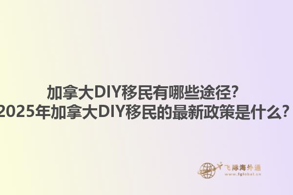 加拿大DIY移民有哪些途徑？2025年加拿大DIY移民的最新政策是什么？