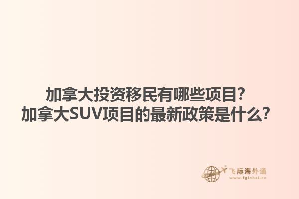 加拿大投資移民有哪些項目？加拿大SUV項目的最新政策是什么？
