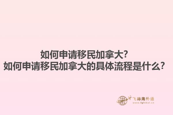 如何申請移民加拿大？如何申請移民加拿大的具體流程是什么？