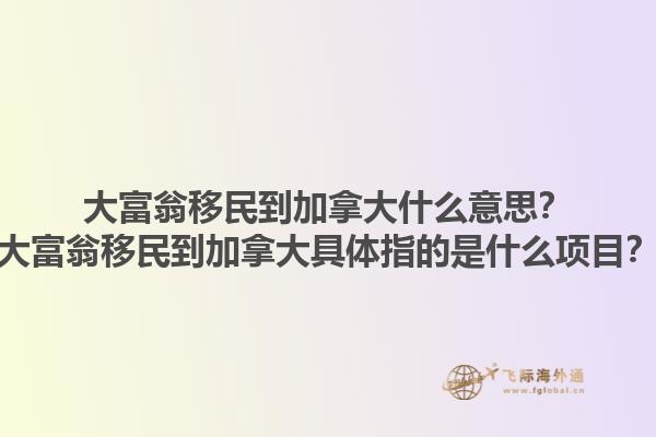 大富翁移民到加拿大什么意思？大富翁移民到加拿大具體指的是什么項(xiàng)目？1.jpg