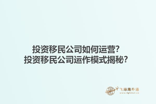 投資移民公司如何運營？投資移民公司運作模式揭秘？1.jpg