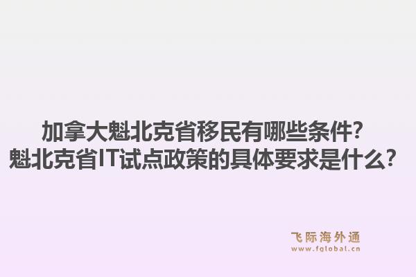 加拿大魁北克省移民有哪些條件？魁北克省IT試點(diǎn)政策的具體要求是什么？1.jpg