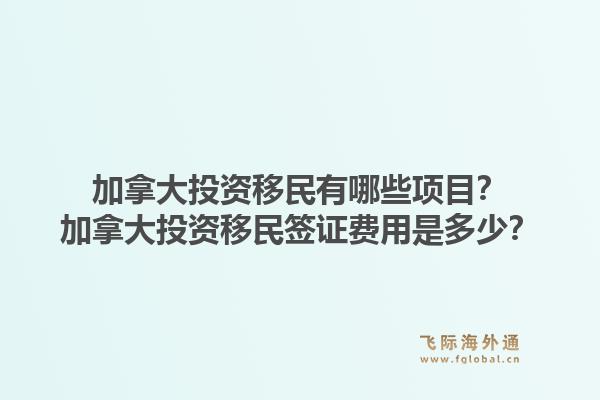 加拿大投資移民有哪些項目？加拿大投資移民簽證費(fèi)用是多少？1.jpg