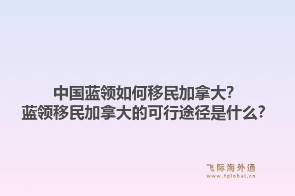 中國藍領如何移民加拿大？藍領移民加拿大的可行途徑是什么？
