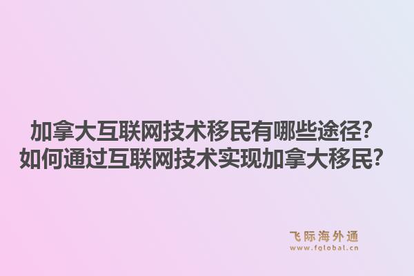 加拿大互聯(lián)網(wǎng)技術移民有哪些途徑？如何通過互聯(lián)網(wǎng)技術實現(xiàn)加拿大移民？