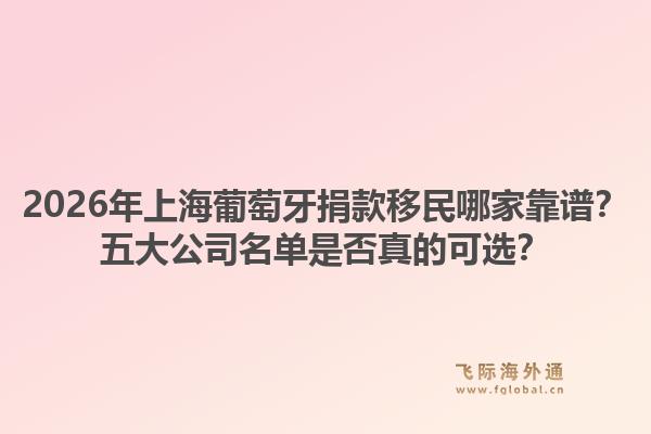 2026年上海葡萄牙捐款移民哪家靠譜？五大公司名單是否真的可選？